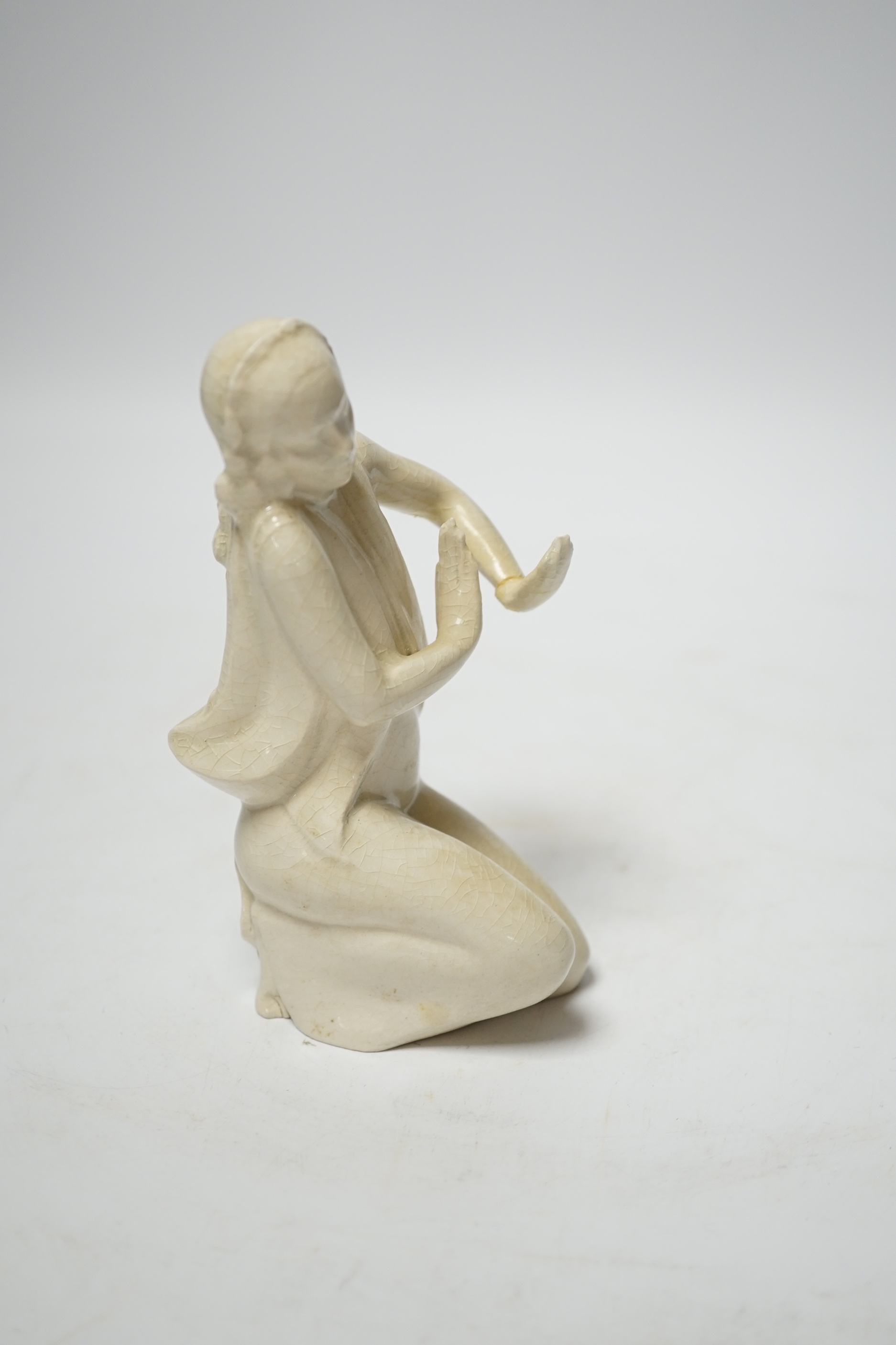 A ceramic figure by Zelda Webb together with hand-written letter, figure height 14cm